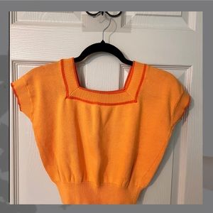 VINTAGE 80’s UNITED COLORS OF BENETTON orange short sleeve sweater, size 44